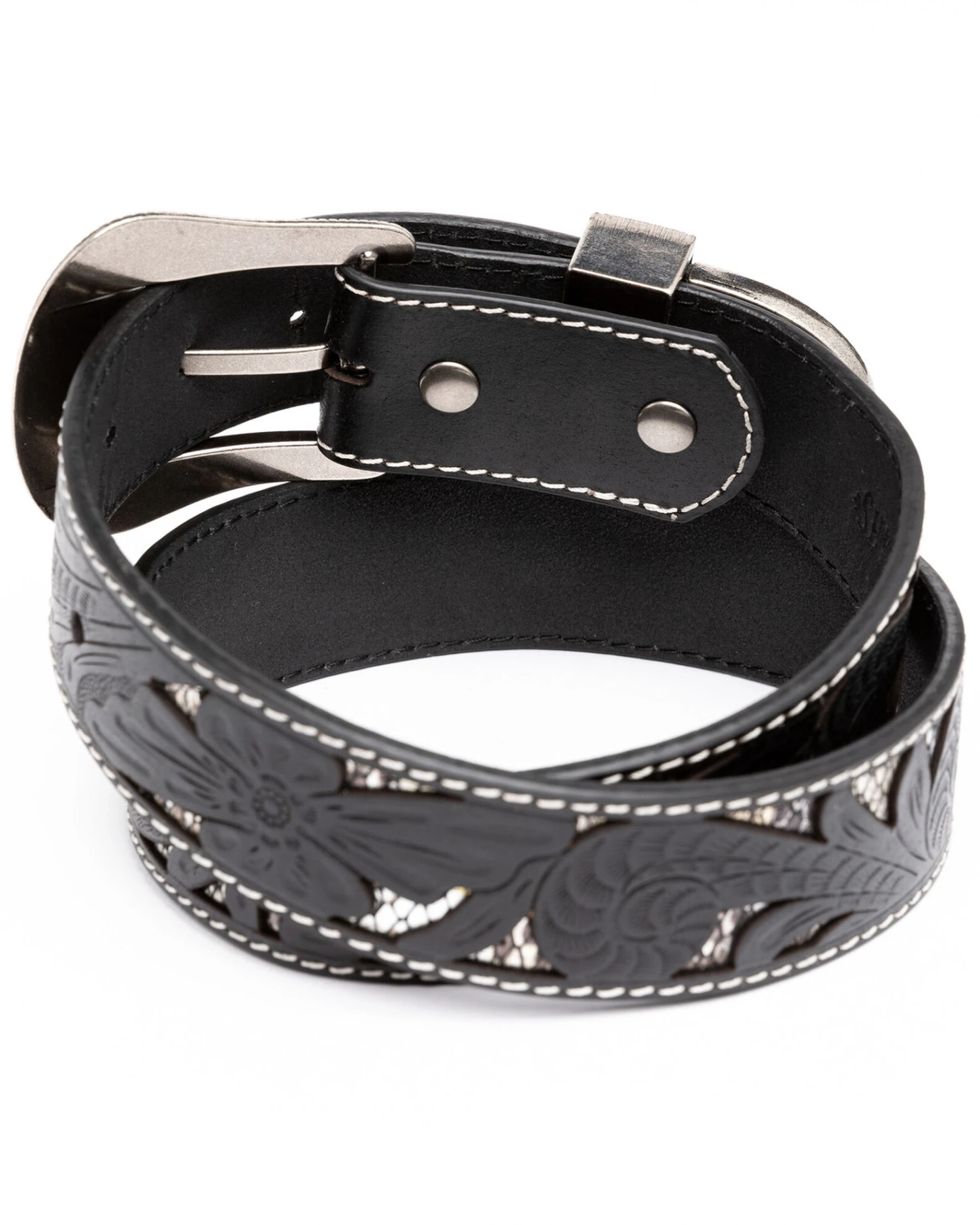 Shyanne Women's Tooled Floral Cut Out Underlay Western Belt 5 Shyanne Women's Tooled Floral Cut Out Underlay Western Belt - Image 3