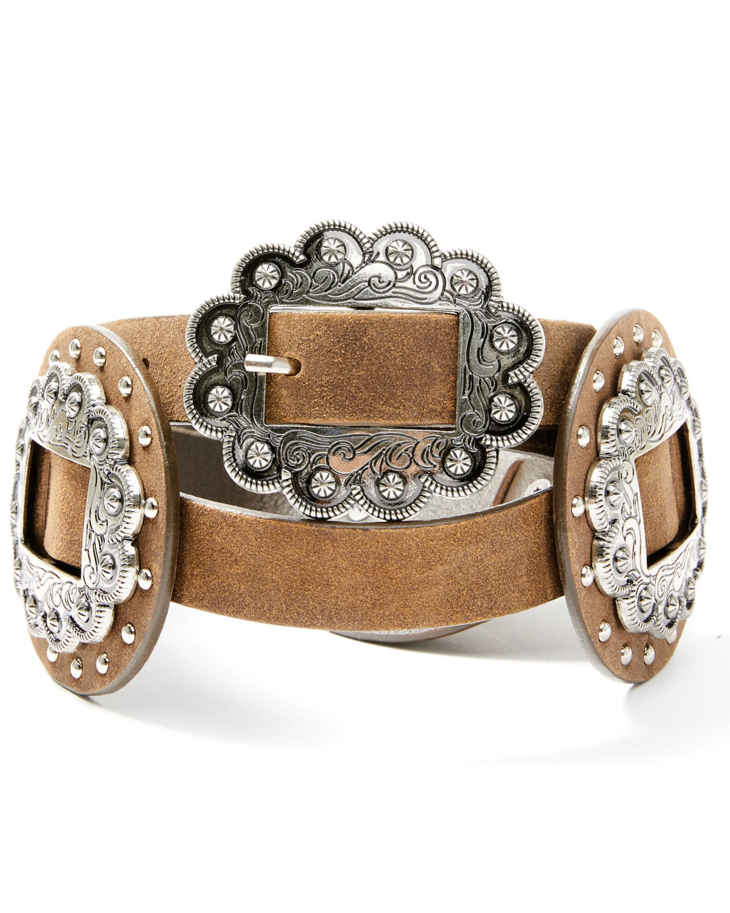 Shyanne Women's Brown Multi Studded Concho Belt 4 Shyanne Women's Brown Multi Studded Concho Belt - Image 2