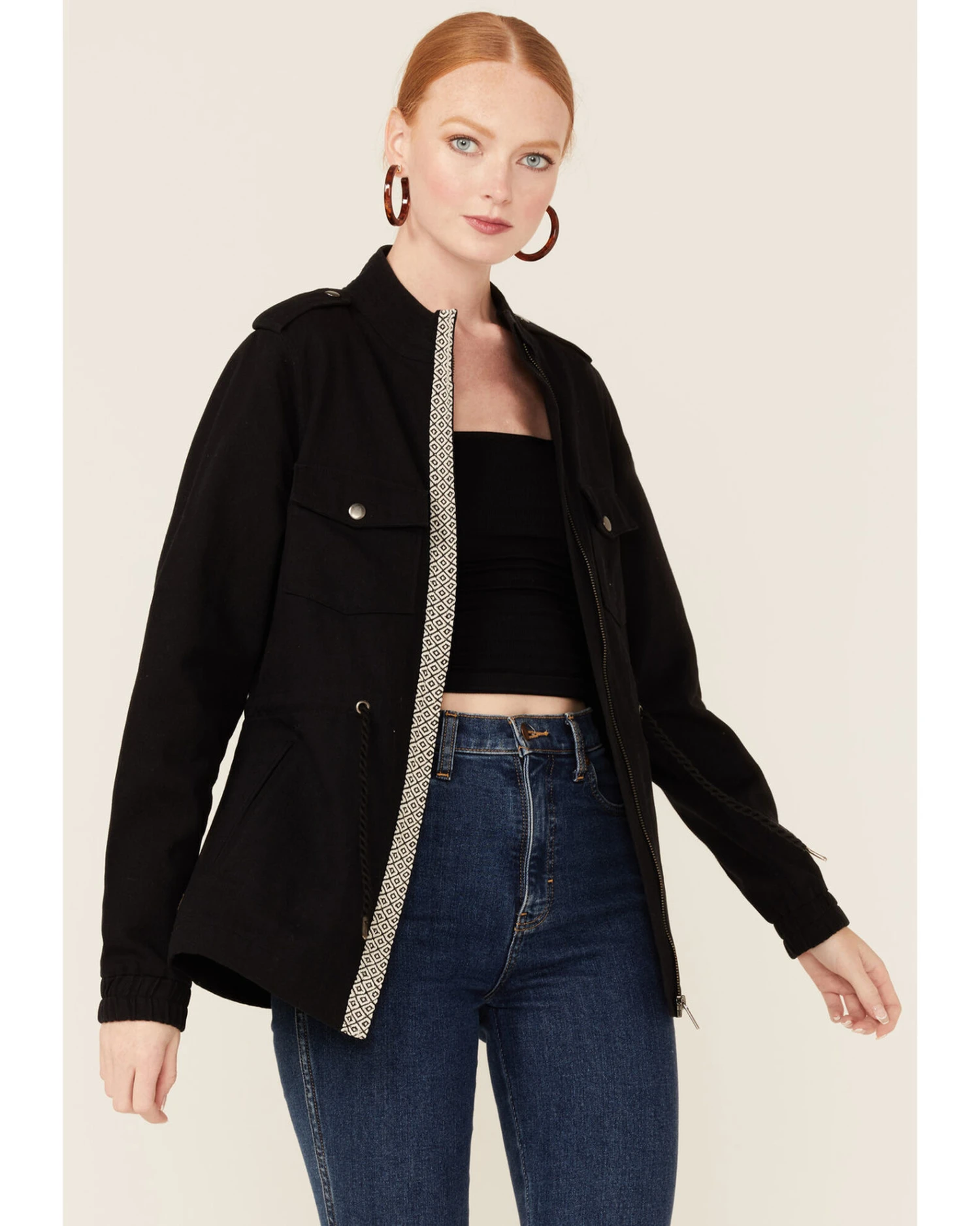 Shyanne Women's Black Embroidered Southwestern Back Anorak Jacket 6 Shyanne Women's Black Embroidered Southwestern Back Anorak Jacket - Image 4