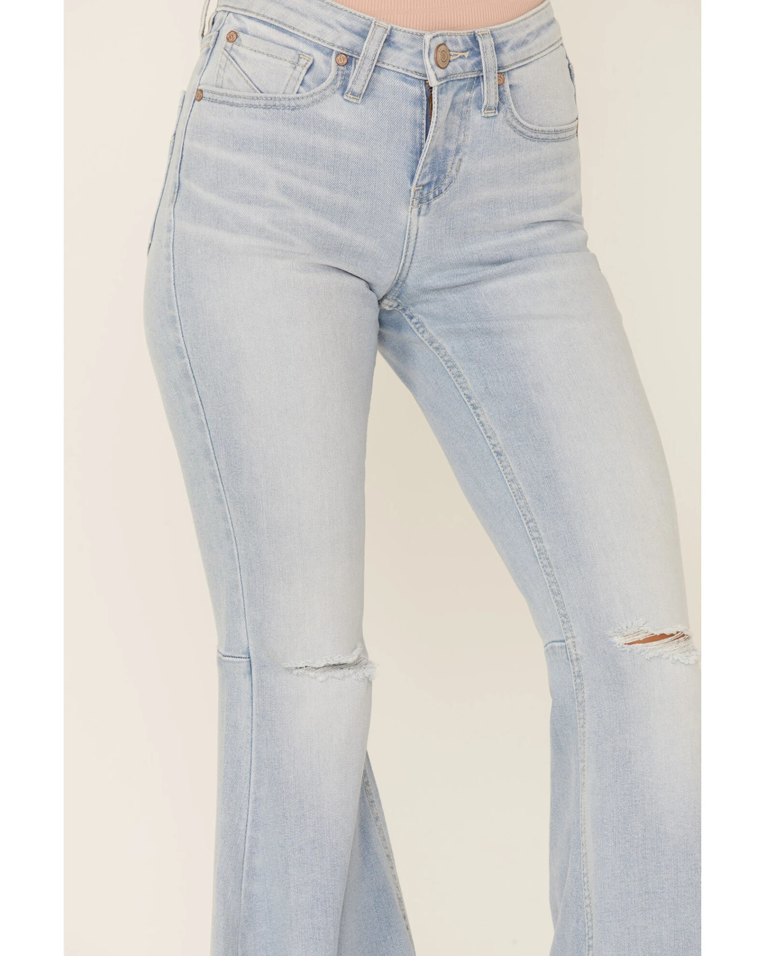 Shyanne Women's Destructed Knee Super Flare Leg Jeans 3 Shyanne Women's Destructed Knee Super Flare Leg Jeans