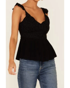 Shyanne Women's Black Embroidered Flutter Sleeve Tank Top  -Shyanne Apparel Shop 2000352362 001 P3