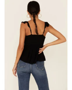 Shyanne Women's Black Embroidered Flutter Sleeve Tank Top  -Shyanne Apparel Shop 2000352362 001 P4