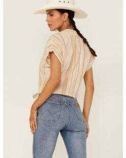 Shyanne Women's Multicolored Stripe Tie Front Camp Blouse -Shyanne Apparel Shop 2000358586 681 P3