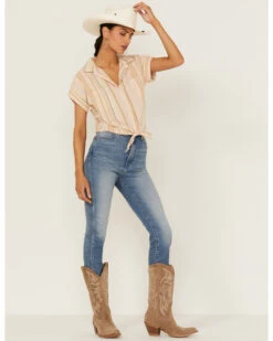 Shyanne Women's Multicolored Stripe Tie Front Camp Blouse -Shyanne Apparel Shop 2000358586 681 P4