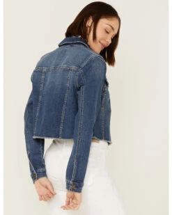 Shyanne Women's Medium Dark Wash Cropped Fray Denim Jacket -Shyanne Apparel Shop 2000358731 414 P4