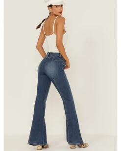 Shyanne Women's Medium Dark Wash High Rise Seam Detail Flare Jeans -Shyanne Apparel Shop 2000358735 414 P3