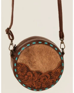 Shyanne Women's Hair-On Tooled Round Crossbody Bag