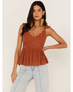 Shyanne Women's Embroidered Flutter Sleeve Tank Top