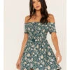 Shyanne Women's Floral Print Smocked Off Shoulder Dress 1 Shyanne Women's Floral Print Smocked Off Shoulder Dress -Shyanne Apparel Shop 2000364762 443 P1