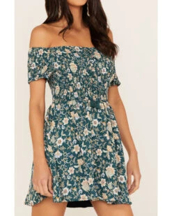 Shyanne Women's Floral Print Smocked Off Shoulder Dress  -Shyanne Apparel Shop 2000364762 443 P3