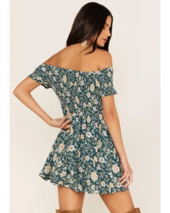 Shyanne Women's Floral Print Smocked Off Shoulder Dress  -Shyanne Apparel Shop 2000364762 443 P4