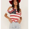 Shyanne Women's Americana Southwestern Flag Cold Shoulder Graphic Tee -Shyanne Apparel Shop 2000364771 103 P1