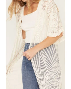 Shyanne Women's Geo Print Lace Short Sleeve Kimono -Shyanne Apparel Shop 2000364777 103 P3