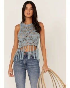Shyanne Women's Yarn Crochet Fringe Trim Tank