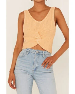 Shyanne Women's Peach Twist Front Sweater Tank -Shyanne Apparel Shop 2000364942 840 P3