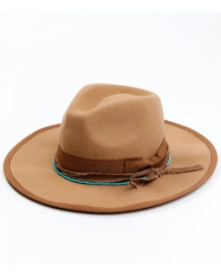 Shyanne Women's Rancher Tonal Ribbons & Turquoise Bead Fedora Hat