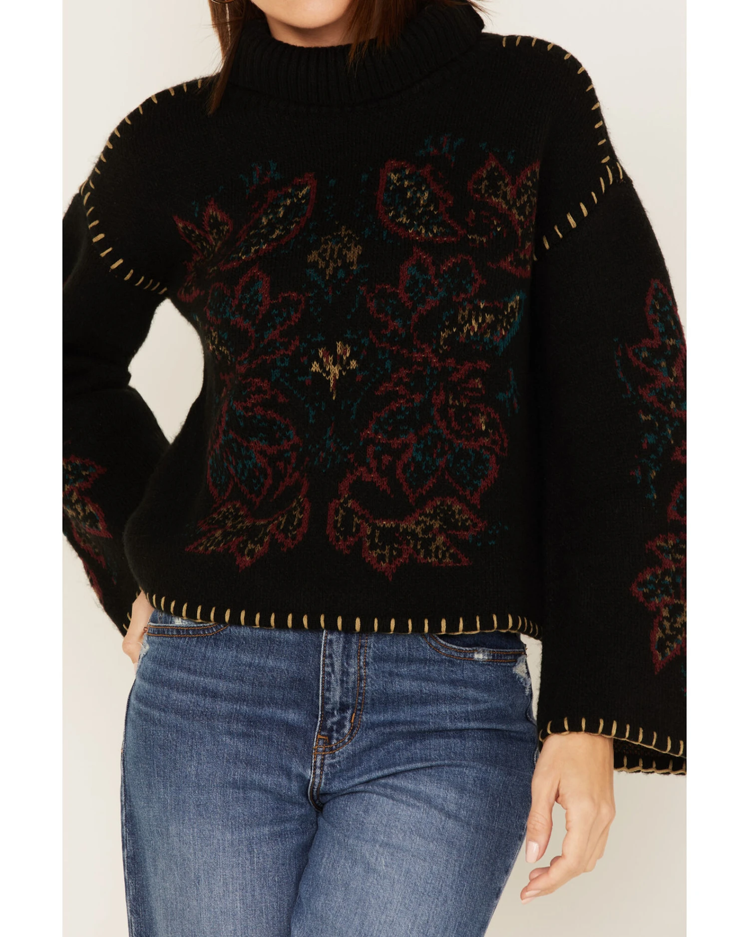 Shyanne Women's Paisley Knit Turtleneck Sweater 4 Shyanne Women's Paisley Knit Turtleneck Sweater - Image 2