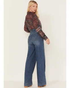Shyanne Women's Medium Wash High Rise Belted Trouser Wide Jeans 8 Shyanne Women's Medium Wash High Rise Belted Trouser Wide Jeans -Shyanne Apparel Shop 2000373379 414 P3