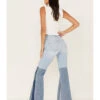 Shyanne Women's Two Tone Seamed Light Wash High Rise Flare Jeans 2 Shyanne Women's Two Tone Seamed Light Wash High Rise Flare Jeans -Shyanne Apparel Shop 2000373381 416 P4