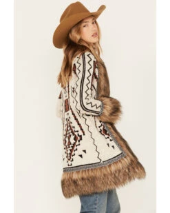 Shyanne Women's Southwestern Knit Faux Fur Trim Cardigan -Shyanne Apparel Shop 2000380627 295 P4