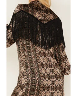 Shyanne Women's Long Sleeve Satin Fringe Mode Dress -Shyanne Apparel Shop 2000380639 001 P4