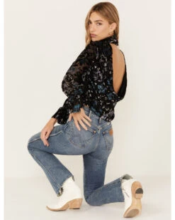 Shyanne Women's Burnout Floral Velvet Blouse -Shyanne Apparel Shop 2000380653 001 P4