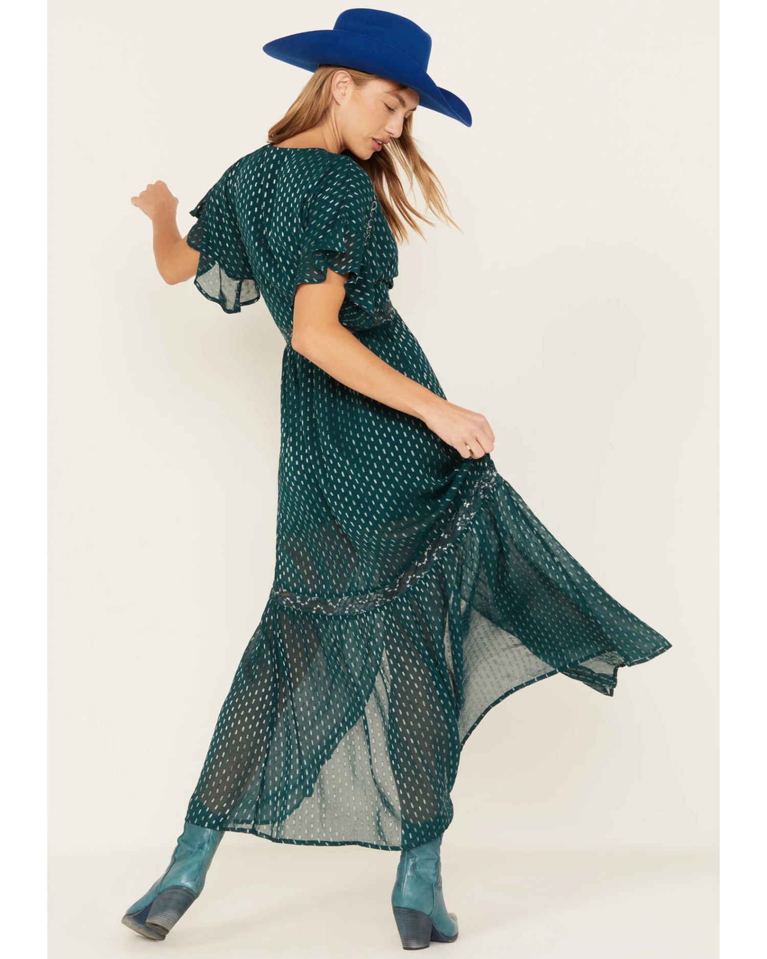 Shyanne Women's Metallic Clip Dot Bohemian Dress 6 Shyanne Women's Metallic Clip Dot Bohemian Dress - Image 4