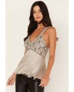 Shyanne Women's Beaded Fringe Halter Top