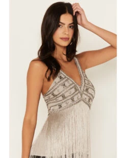 Shyanne Women's Beaded Fringe Halter Top