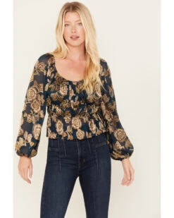 Shyanne Women's Floral Print Burnout Top