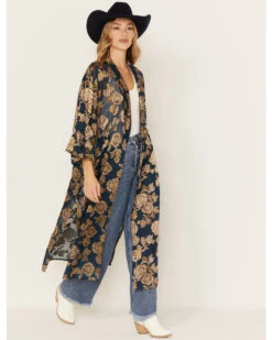 Shyanne Women's Burnout Floral Print Kimono