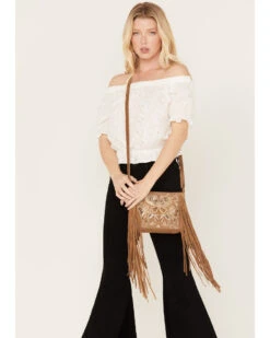 Shyanne Women's Light Brown Velvet Embroidered Crossbody Handbag -Shyanne Apparel Shop 2000381107 281 P1