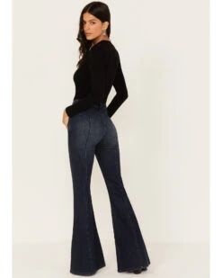 Shyanne Women's Dark Wash High Rise Eden Stretch Flare Jeans -Shyanne Apparel Shop 2000381364 416 P3