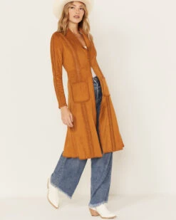 Shyanne Women's Faux Suede Crochet Duster Jacket