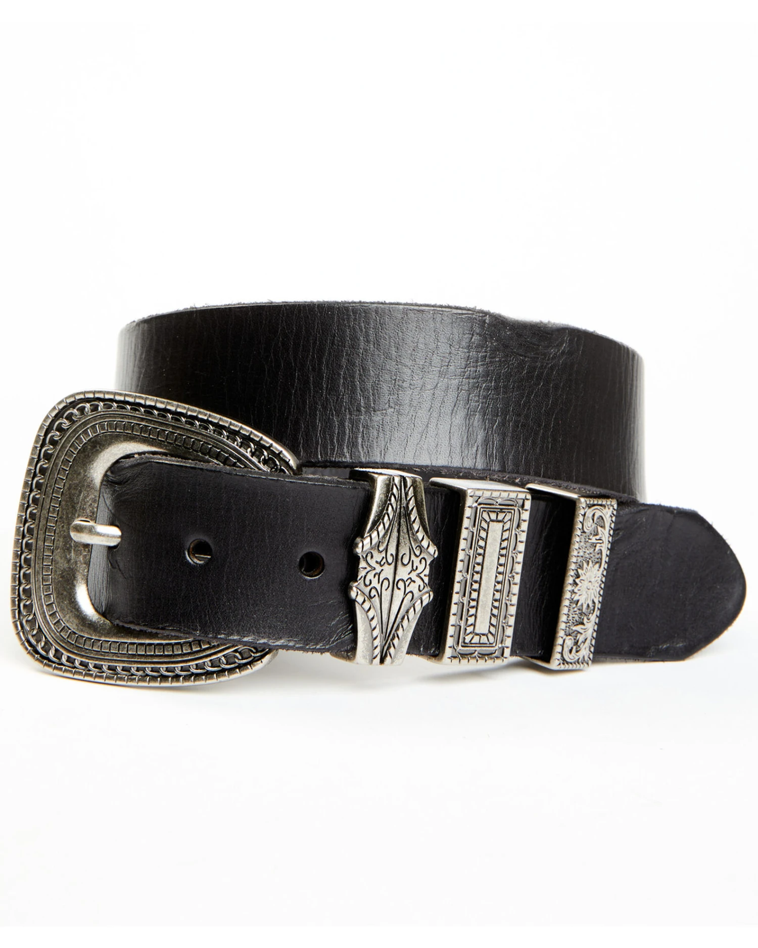 Shyanne Women's Black Triple Keeper Leather Belt 3 Shyanne Women's Black Triple Keeper Leather Belt