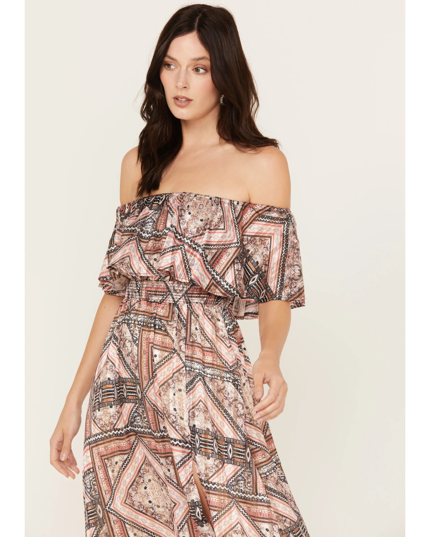 Shyanne Women's Off The Shoulder Ruffle Midi Dress 4 Shyanne Women's Off The Shoulder Ruffle Midi Dress - Image 2