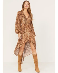 Shyanne Women's Snake Print Ruffle Dress