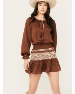 Shyanne Women's Satin Peasant Dress -Shyanne Apparel Shop 2000382869 201 P1