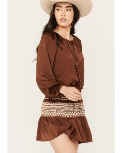 Shyanne Women's Satin Peasant Dress -Shyanne Apparel Shop 2000382869 201 P2