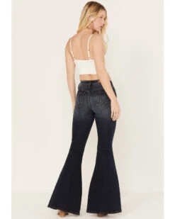 Shyanne Women's Dark Wash Mid Rise Slit Boot Cut Jeans -Shyanne Apparel Shop 2000383359 415 P3