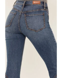 Shyanne Women's Medium Wash High Rise Ruffled Super Flare Stretch Jeans 8 Shyanne Women's Medium Wash High Rise Ruffled Super Flare Stretch Jeans -Shyanne Apparel Shop 2000383366 415 P4