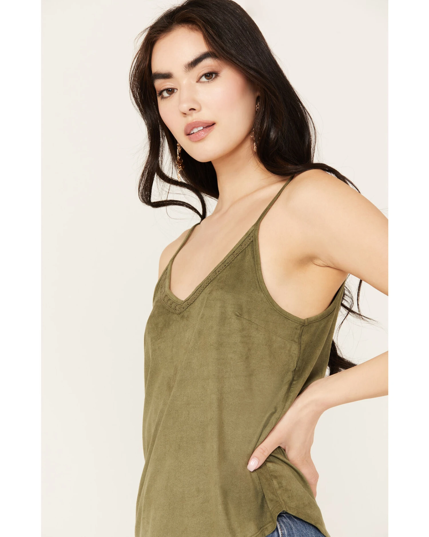 Shyanne Women's Crochet Lace Faux Suede Cami Top 4 Shyanne Women's Crochet Lace Faux Suede Cami Top - Image 2