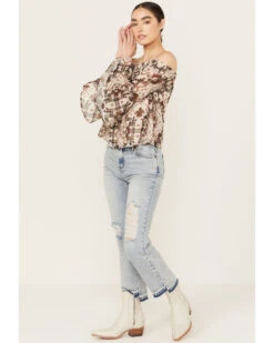 Shyanne Women's Off The Shoulder Chiffon Blouse 8 Shyanne Women's Off The Shoulder Chiffon Blouse -Shyanne Apparel Shop 2000386672 200 P1