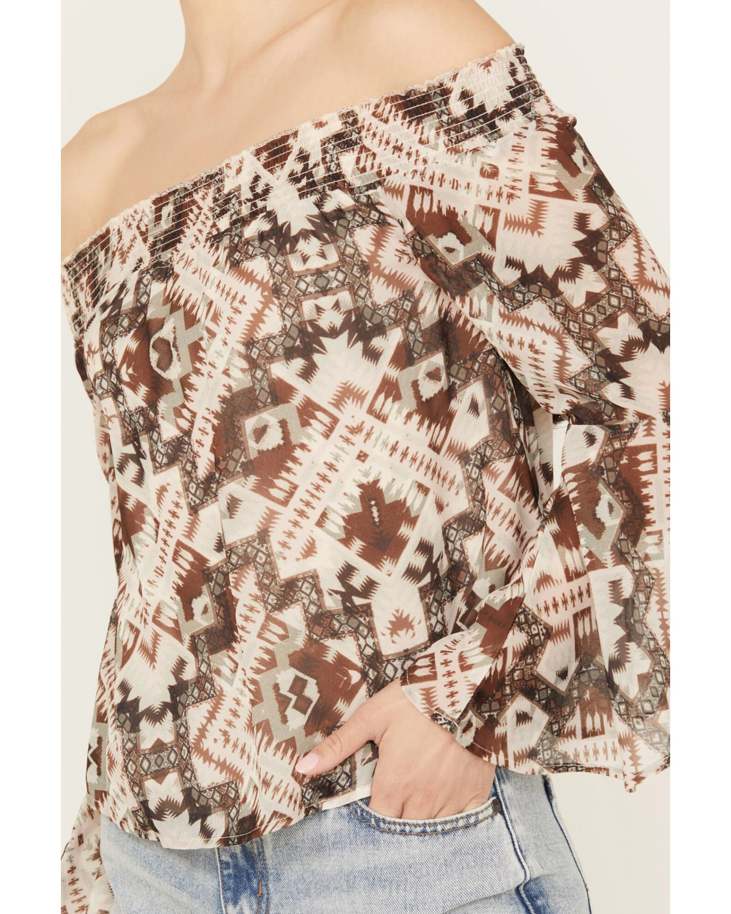 Shyanne Women's Off The Shoulder Chiffon Blouse 4 Shyanne Women's Off The Shoulder Chiffon Blouse - Image 2